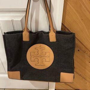 Gray and Tan Tote Bag with Logo